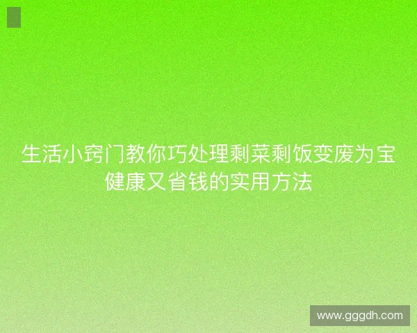 生活小窍门教你巧处理剩菜剩饭变废为宝健康又省钱的实用方法